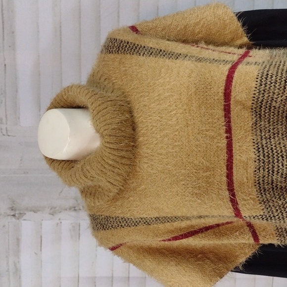 Do Everything in Love Tan Stripe Poncho Size One Size - Picture 2 of 5